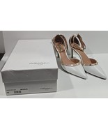 Womens 8M Halogen White/Blush Leather Strappy Ankle Pointy Toe Heels Dre... - $39.40 CAD