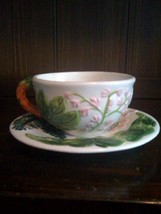 Large Soup Size Cup and Saucer - floral Design - $7.99