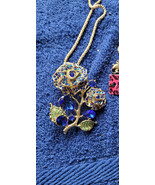 New Betsey Johnson Necklace Flowers Blueish Rhinestone Summer Collectibl... - £11.72 GBP