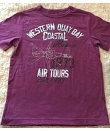 Cherokee Boys Purple White Helicopter Vintage Look Short Sleeve Shirt Me... - $8.65 CAD