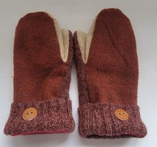 NEW Handmade Upcycled Womens S/M? Wool Mittens Fleece Lined from Old Sweaters #5 - £30.23 GBP