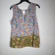 Cabi Womens Small Garden Blouse  Blue Grey Floral Top Sleeveless New No Tags - £12.06 GBP