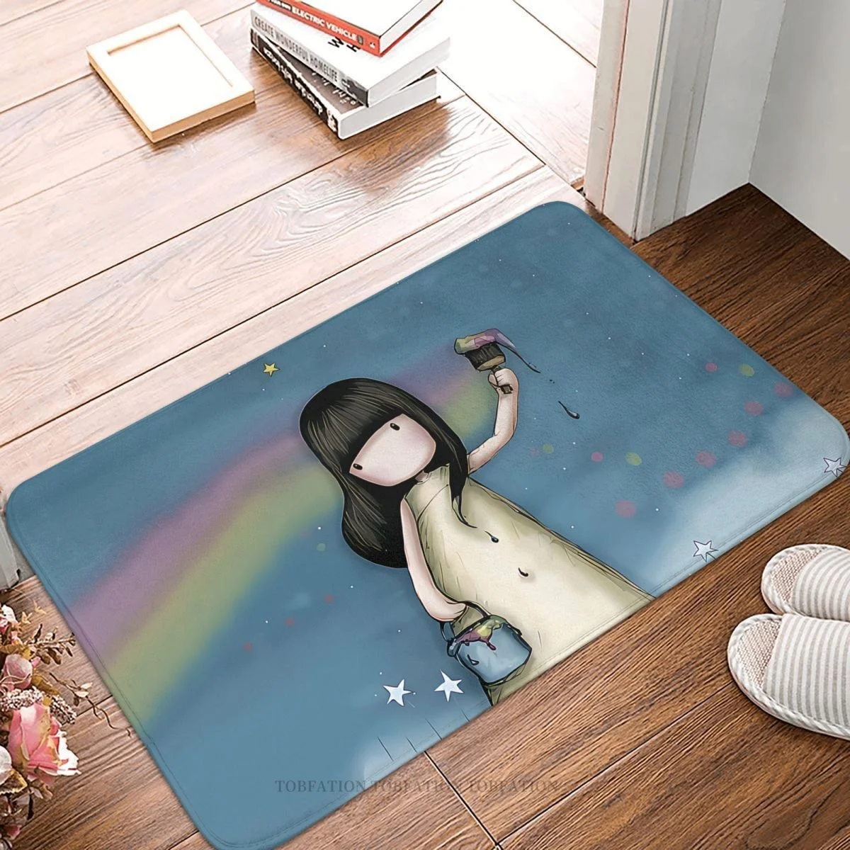 Santoro Gorjuss Manga Cute Girl Kitchen Non-Slip Carpet Ranibow Mat Door Doormat - $15.99