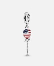 925 Sterling Silver America Balloon Flag Charm US SELLER  - $17.81