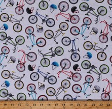 Cotton Bikes Bicycles Biking Helmets Cycling Fabric Print by the Yard D673.75 - £9.60 GBP