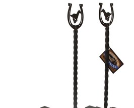 Southwestern Wrought Iron Wild Horse &amp; Horseshoe Andirons Se - £30.44 GBP