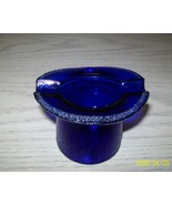 Lowell Ash Tray Cobalt Blue Glass Hand Cream Jar Top Hat 1920-1940 - $12.95