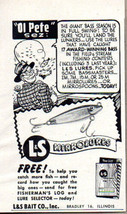 1958 Vintage Ad L&amp;S Mirrolures Fishing Lures Ol Pete Sez Bradley,IL - £7.27 GBP