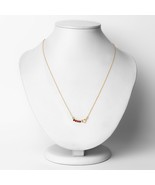 Yellow Gold Necklace with Red Gemstone Garnet Heart  - $77.22