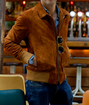 New Brown Leather Jacket Men Pure Suede Slim Fit Flight/Bomber Size S M L XL XXL - £116.69 GBP