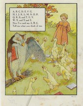 Antique ABC&#39;s Mother Goose Rhyme Art Print 1915 Dual Sided 8 x 10.5 - £26.09 GBP