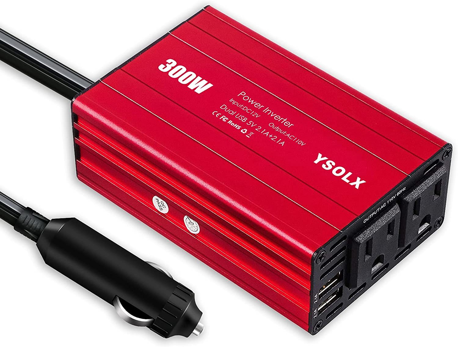 Power Inverter, 300W Car Plug Adapter Outlet, Dc 12v to 110v Ac Converte... - $33.99