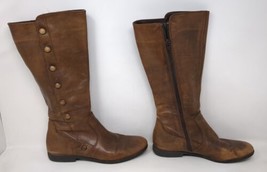 Born Women&#39;s Sage Brown Leather Button Detail Riding Boots Size 6 / 36.5... - £34.18 GBP