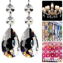 20Pcs Crystal Clear Teardrop Chandelier Prisms Pendants Parts Beads Hanging 38mm - £25.97 GBP