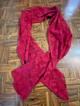 Vintage Kathie Lee Collection 100% Polyester RED Floral Long Scarf Made Korea - £8.55 GBP