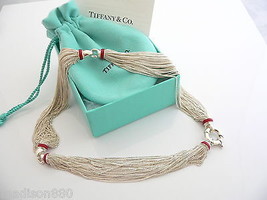 Tiffany &amp; Co Silver Red Enamel Multi Strand Necklace Pendant Gift Love Pouch Box - £1,204.80 GBP