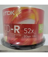 TDK CD-R 52x 50 Pack 80 Minute 700 MB Spindle New Sealed Original - $23.75