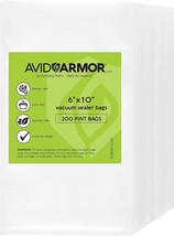Avid Armor Vacuum Sealer Bags 200 Pint 6X10&quot; Size For Food Saver, Seal A Meal - £31.80 GBP
