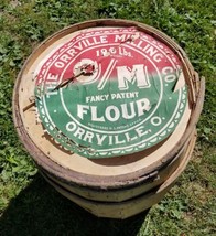 Antique Wooden Barrel Rustic Wood Slat Ring Orrville Milling Flour Home Treasure - £37.82 GBP