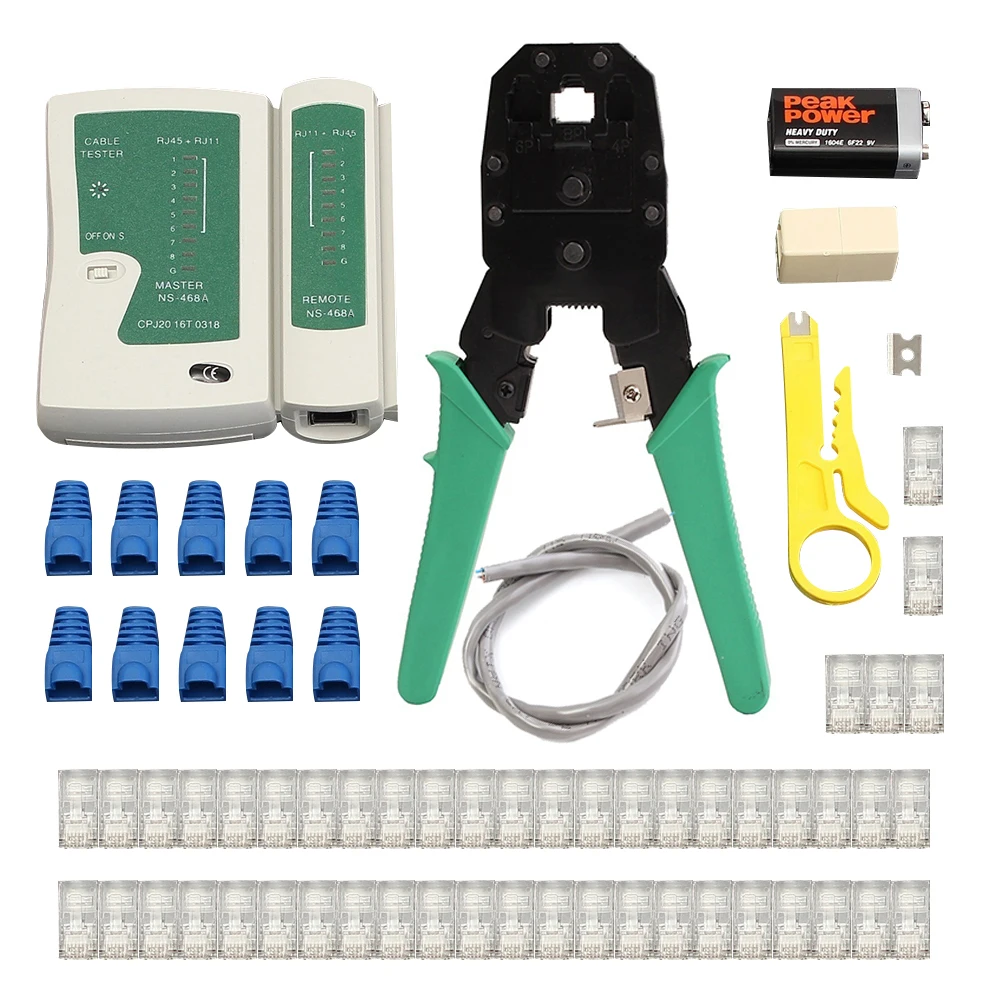Network Cable Tester Ethernet LAN Kit Cable Fine Quality Cper Cping Tool Wire St - £210.56 GBP