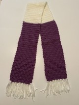 Hand Crocheted Neck Scarf  Purple &amp; White Brand New - £8.69 GBP