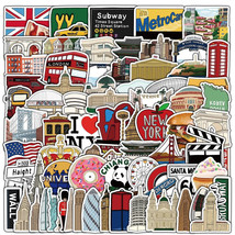 100 Pcs Handmade World Famous Building Stickers - Aesthetic Travel Landmark Deca - £9.55 GBP