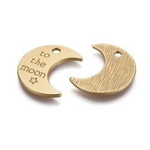 Moon Quote Charms To the Moon and Back Matte 18K Gold Plated Inspirational 2pcs - £5.51 GBP