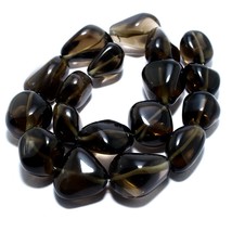 Natural Smoky Quartz Smooth Nugget Beads 11.5 inch Briolette Loose Gemstone - £9.65 GBP