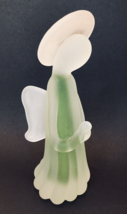 Vintage Satin Glass Praying Angel Figurine Statue Frosted Clear &amp; Green - £28.19 GBP