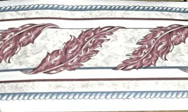 Acanthus Leaf Scroll Burgundy Gray White Blue Rope Wallpaper Border Eh99... - $14.64