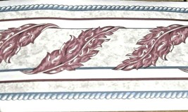 Acanthus Leaf Scroll Burgundy Gray White Blue Rope Wallpaper Border Eh99... - £11.70 GBP