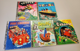Lot of 5 Little Golden Books Mixed Lot Vintage cars boat machines - £8.94 GBP