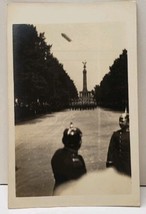 RPPC Zeppelin Hindenburg Over Berlin Victory Monument Horse Soldiers Pos... - $39.95