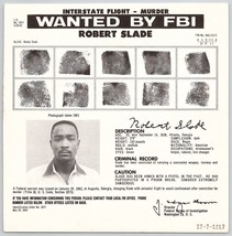 FBI Wanted Poster 1962 ROBERT SLADE Atlanta Georgia Murderer Prison Break - £22.42 GBP