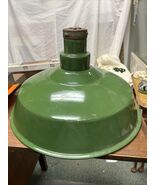 18” Green White Enamel Porcelain Industrial Light Shade reflector Gas St... - $252.12 CAD