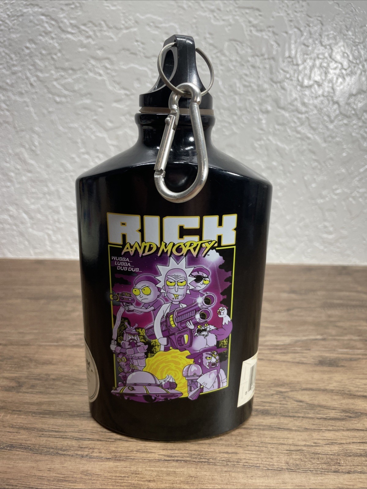 NEW Rick and Morty Flask Water Bottle 19oz Black Aluminum BPA Free KG JD - $9.90