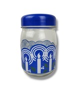 Vintage Glass Christmas Candy Jar Carlton Lidded Blue Candles Holly Hann... - £11.62 GBP