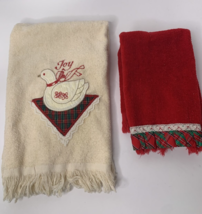 2 PC Set Of Vintage Cannon Christmas Hand Towels Decorative With Dove And Joy - £5.53 GBP