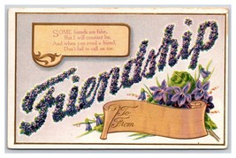 Large Letter Floral Greetings Friendship w Poem UNP Unused DB Postcard K17 - £3.06 GBP