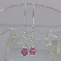 Pink Red Rubellite Tourmaline Oval 925 Silver Ladies Earrings Dangle Design 290 - £67.74 GBP