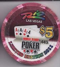 2011 World Series Poker $5 Rio Las Vegas Ltd Edition Casino Chip - Four Aces - £9.54 GBP