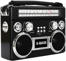 Black Supersonic Sc-1097Bt Retro Am/Fm/Sw 3-Band Radio +Bluetooth+Flash Light - £47.63 GBP