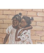 Original 1997 Portrait of Two Young Haitian Girls Painting by Carel Blai... - €822,28 EUR