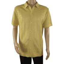 Mens Stacy Adams Italian Style Knit Woven Shirt Short Sleeves 3128 Honey Beige image 2