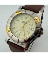 VTG Brittania Quartz Watch Men Rotating Bezel Military Dial Leather New ... - $599.35 MXN