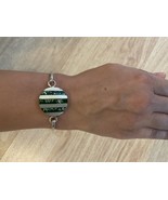 Bracelet Sterling Silver Women’s Green Stripes Sparkles - $30.00