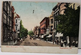 Hagerstown Md West Washington Street 1907 to Eagle Hotel Harrisburg Postcard E1 - £7.15 GBP