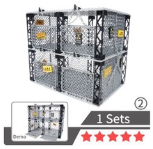 Wall Bucket Cage Double Layer Building Block Duel Arena Captivity Dinosaur 02 - $35.80