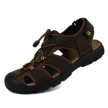 Plus Size 50 Men Sandals Genuine Leather Summer Beach Sandals Soft Sole Casual S - £43.53 GBP