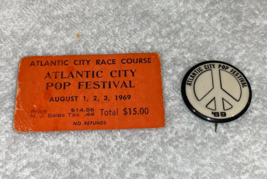 Atlantic City Pop Festival 1969 Ticket Pinback Button Pin Janis Joplin Woodstock - £119.88 GBP